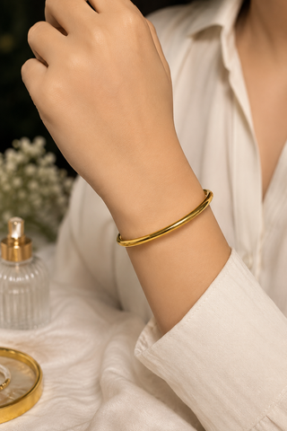 Gold Finish Minimalist Open Cuff