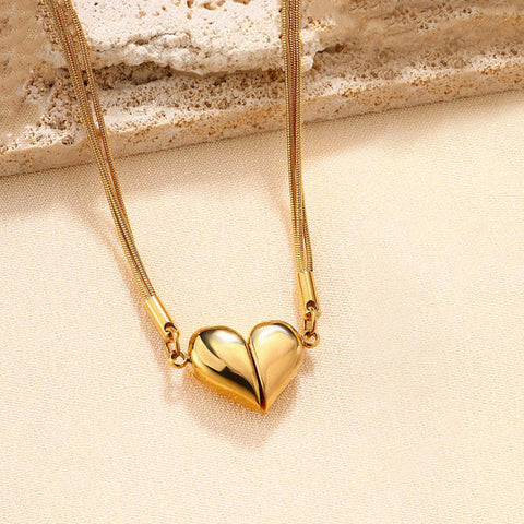 Magnetic Eternal Heart Pendant Necklace - Anti-Tarnish Multi-Strand Luxury Wear