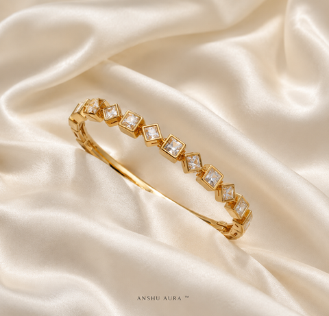 Geometric Zircon Gold Bracelet