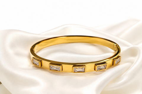 Geometric Crystal Gold Bangle