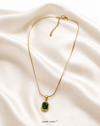 Emerald Green Crystal Pendant Necklace