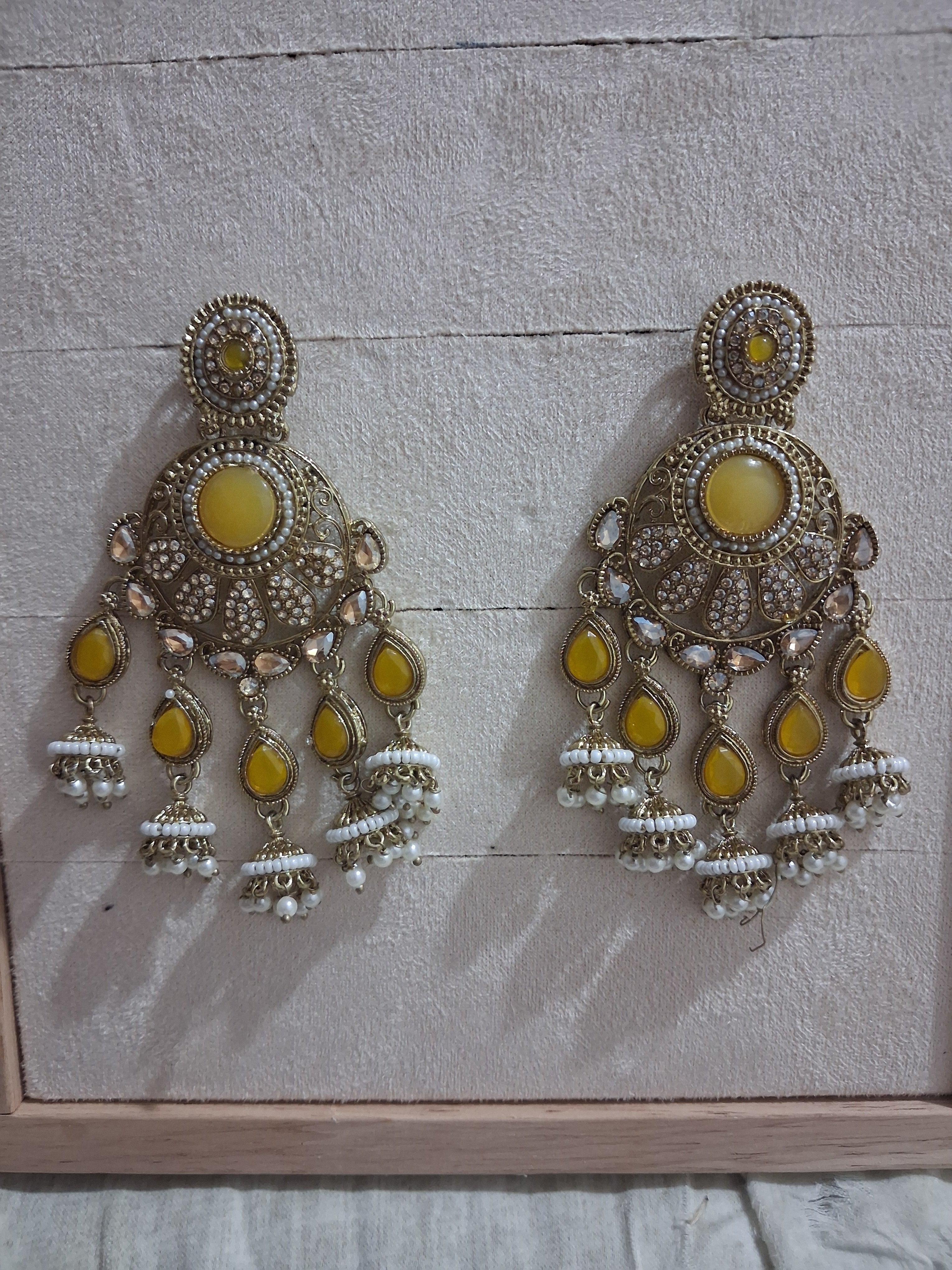 Royal Bahubali Kundan Chandbali Earrings with Triple Jhumki Drops