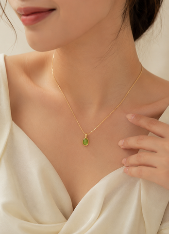 Green Cat Eye Pendant Necklace