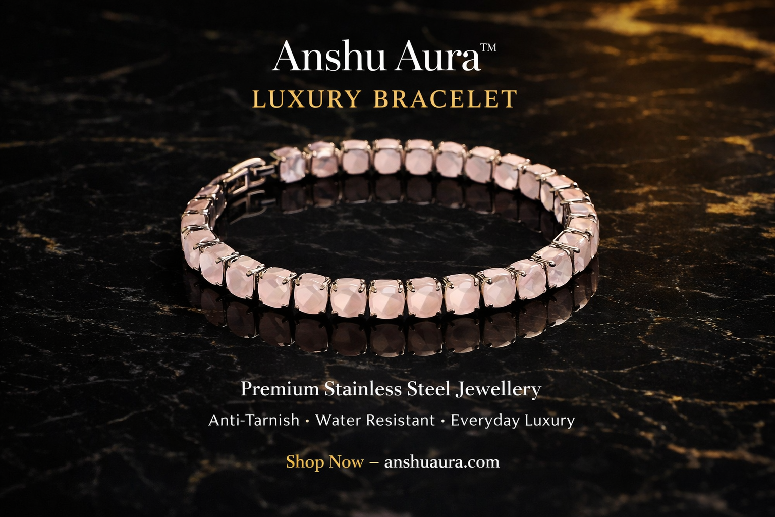 Anshu Aura™️ Rose Quartz Luxury Bracelet
Short Tagline
Elegance That Shines Every Day