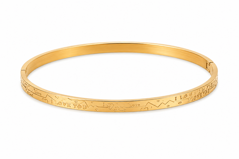 Love Engraved Gold Bangle