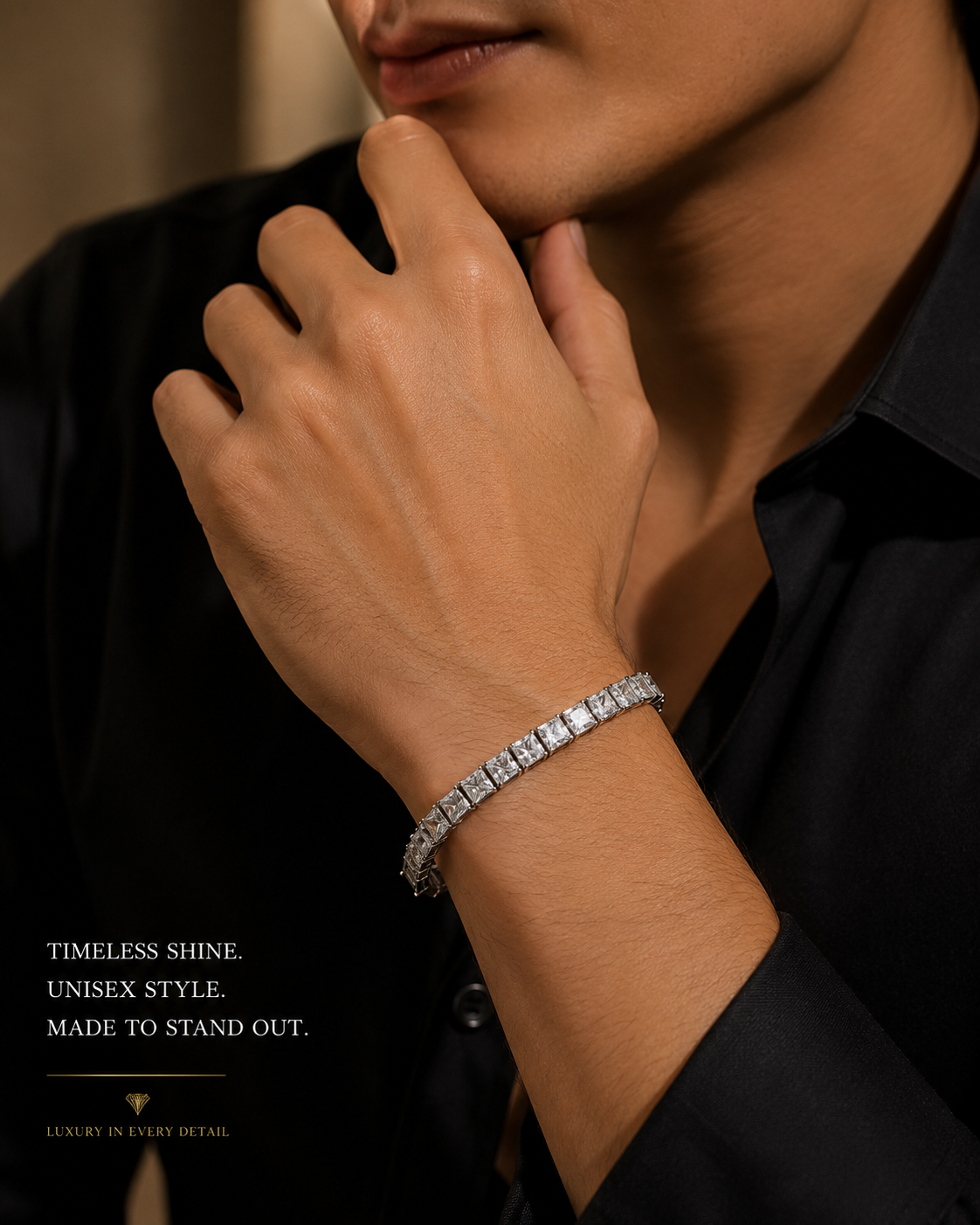 Iced Princess Cut Tennis Bracelet | Premium Stainless Steel | Unisex