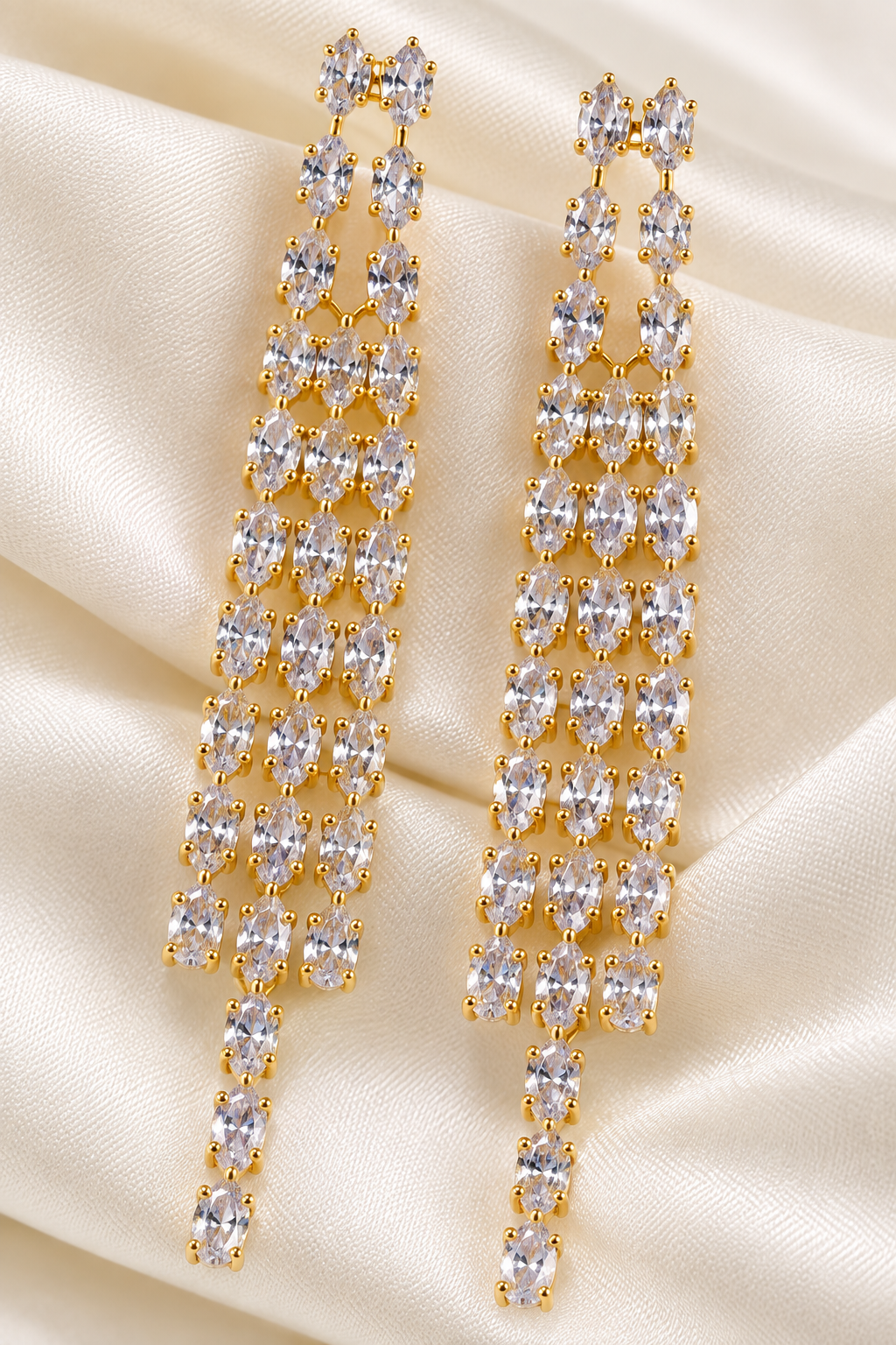 Crystal Cascade Tassel Earrings
