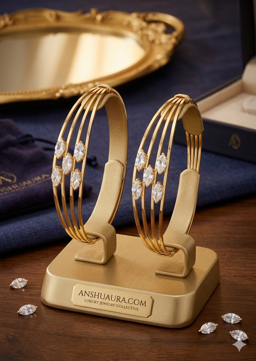 Anshuaura | Exquisite Multi-Strand Marquise Diamond Bangle