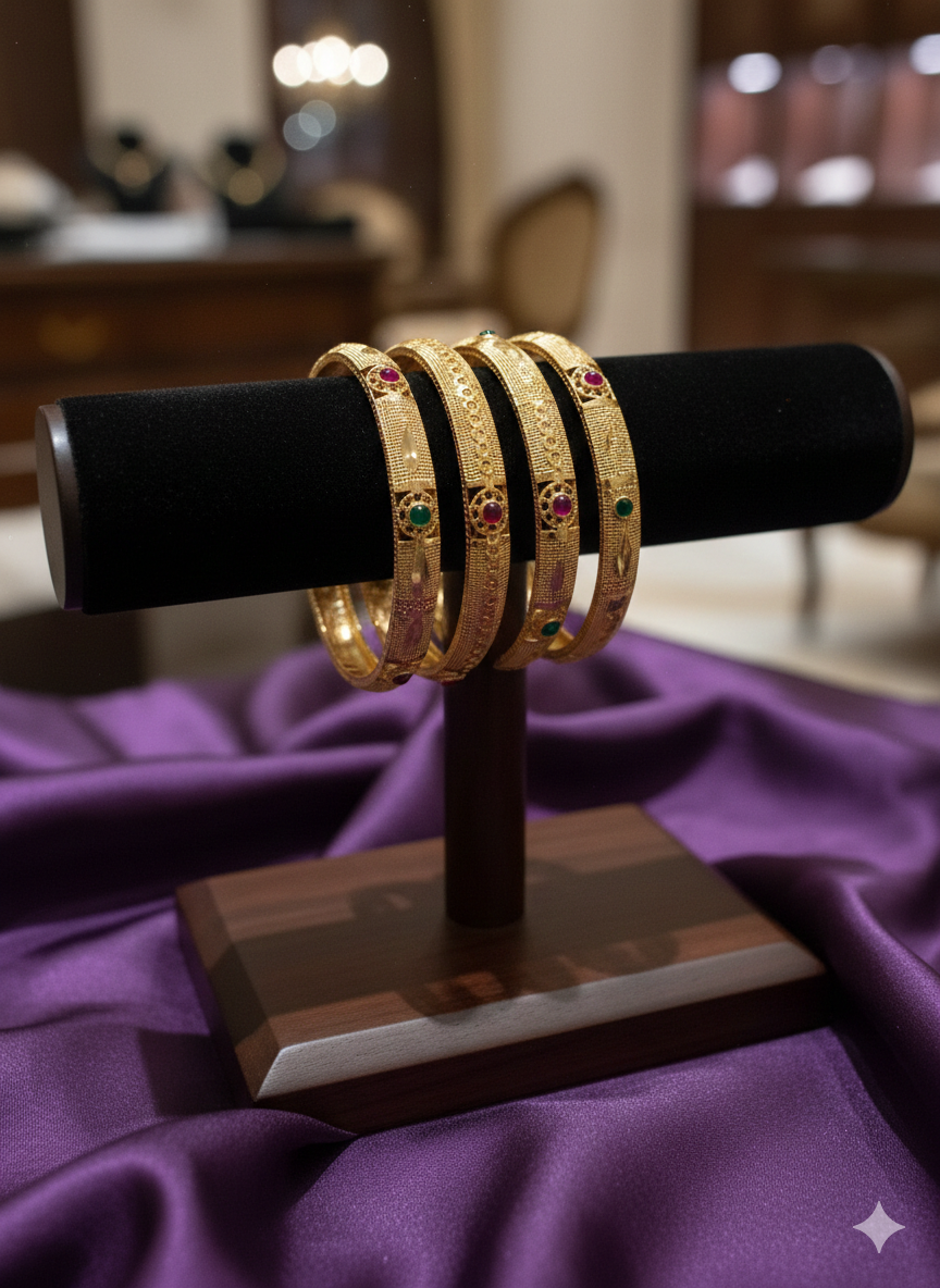 The Rajwada Heirloom Collection: Crafted Bangles with Ruby & Emerald Accents