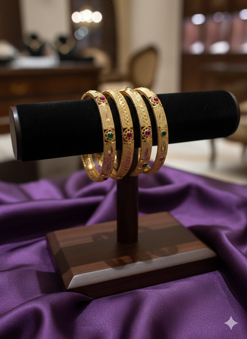 The Rajwada Heirloom Collection: Crafted Bangles with Ruby & Emerald Accents