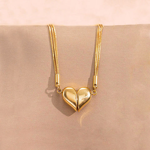 Magnetic Eternal Heart Pendant Necklace - Anti-Tarnish Multi-Strand Luxury Wear