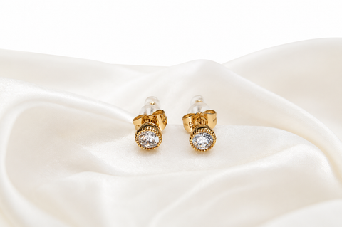 Gold Crystal Stud Earrings