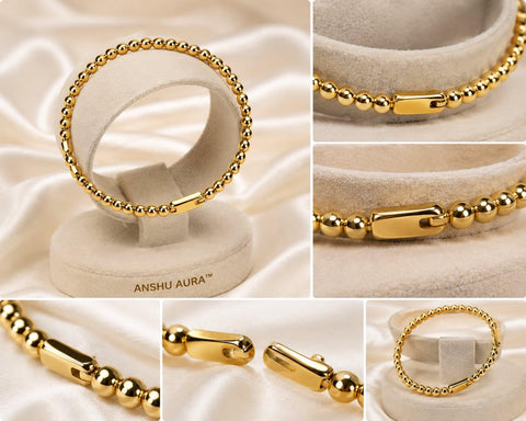 Gold Beaded Bracelet for Women | Elegant Minimalist Luxury Bracelet