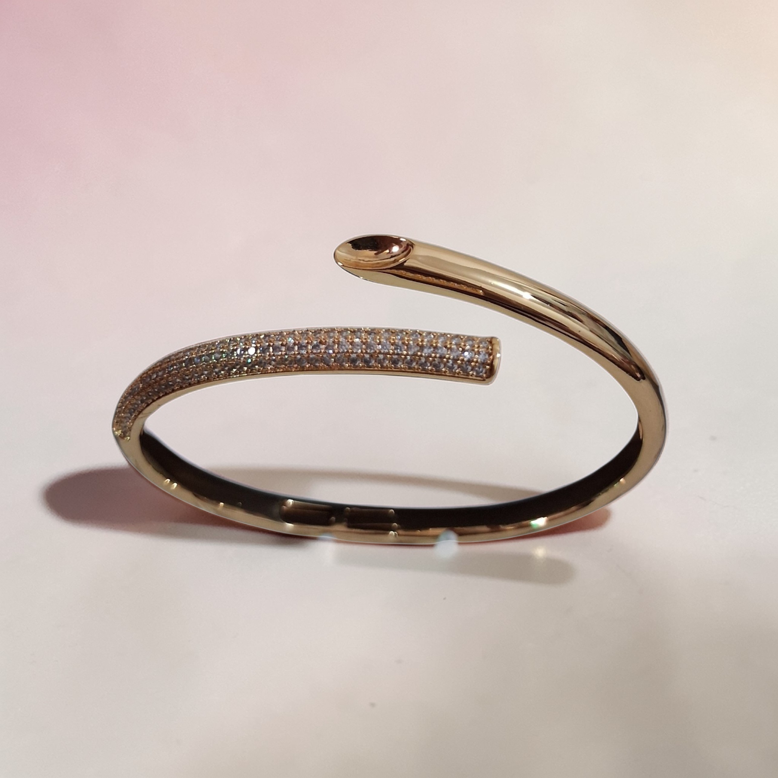 Rose Gold Serpent-Style Bypass Bangle
