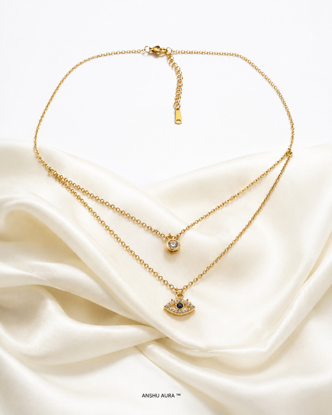 Golden Evil Eye Layered Necklace – Premium Anti-Tarnish Jewellery