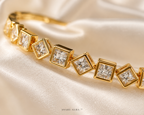 Geometric Zircon Gold Bracelet