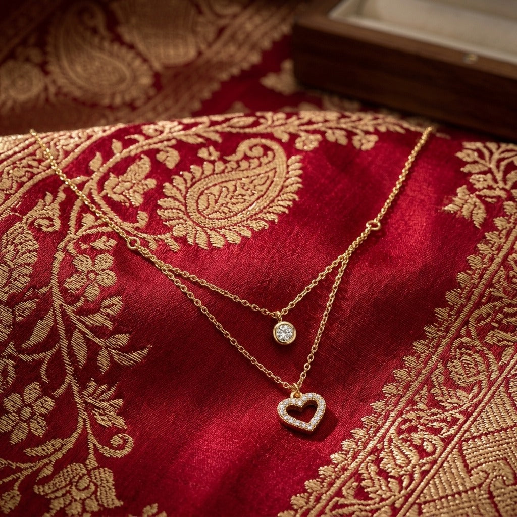 Eternal Love Double Layer Heart Pendant Necklace