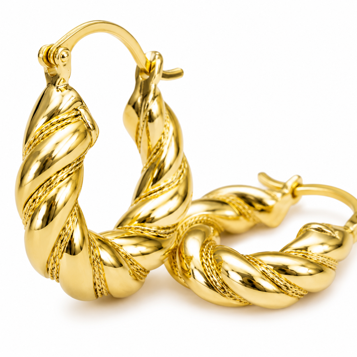 Twisted Gold Hoop Earrings