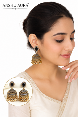 Midnight Crystal Jhumka