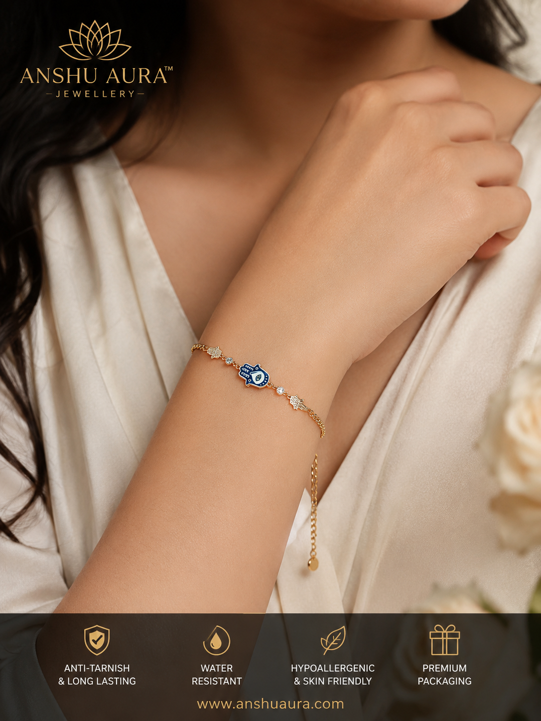 Hamsa Evil Eye Charm Bracelet