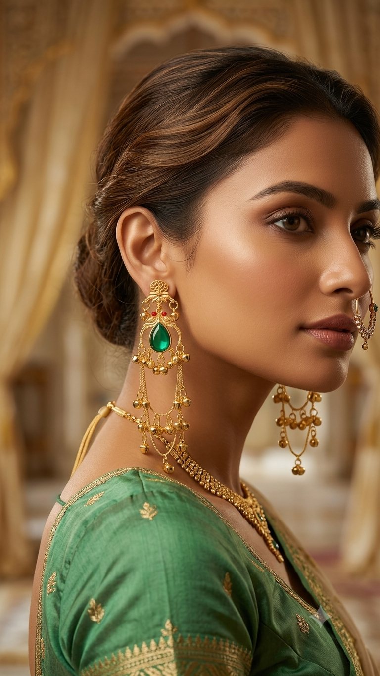 Premium Emerald Green Heritage Dangler Earrings