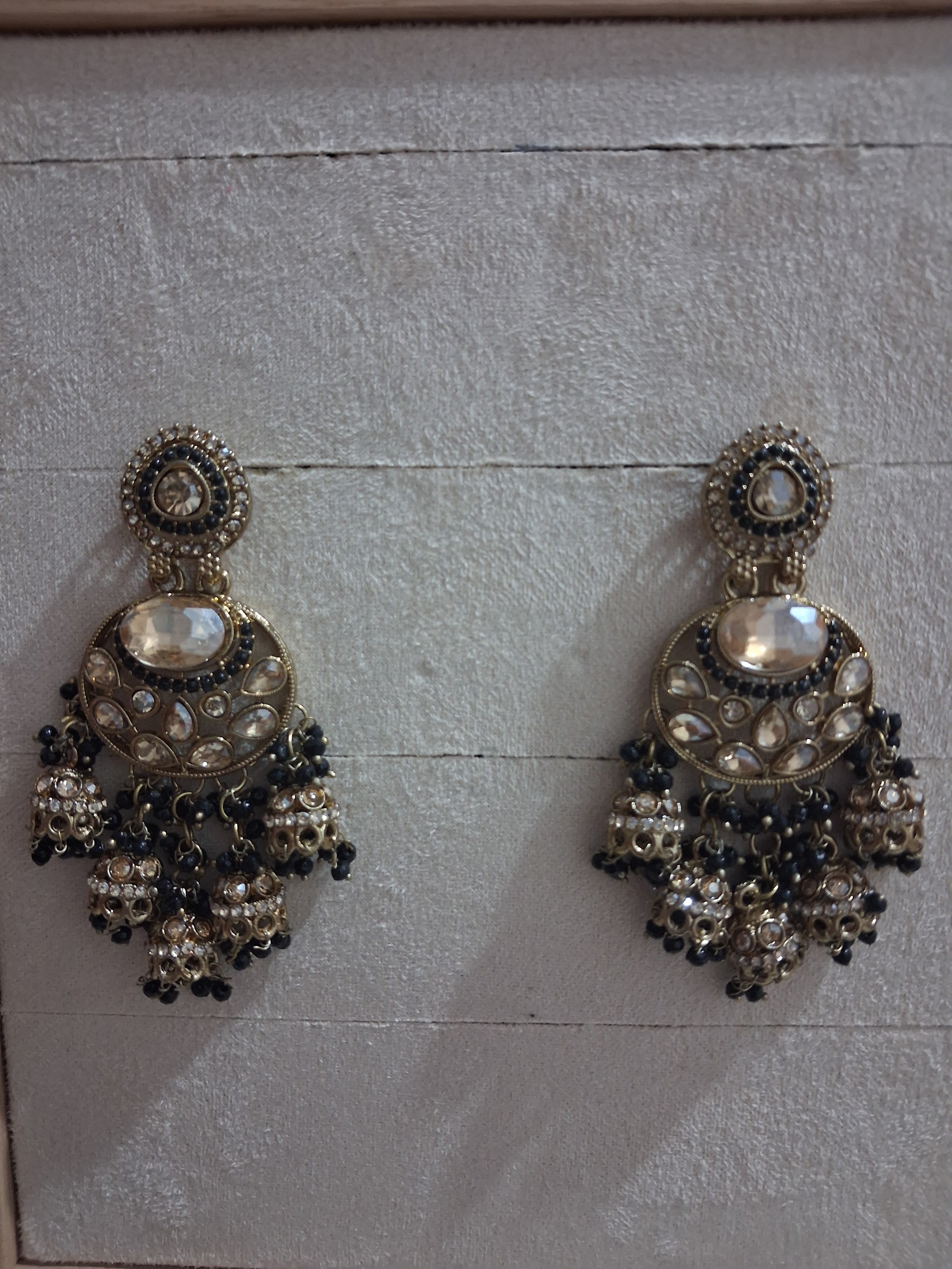 Anshu Aura Designer Kundan Jhumka Earrings with Premium Stone & Bead Work (Multiple Colors)