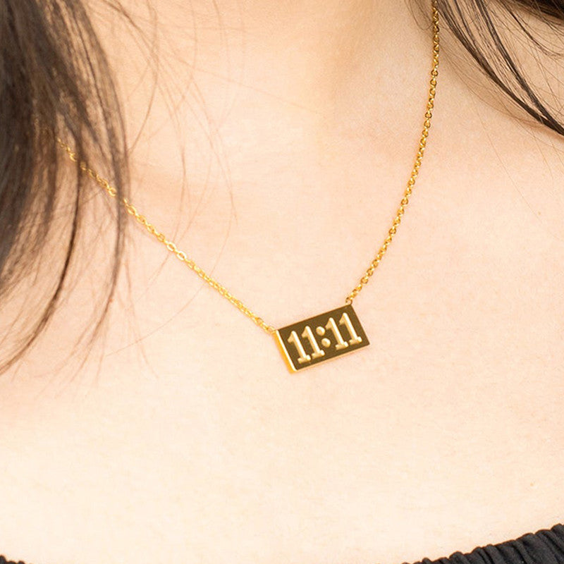 11:11 Angel Number Bar Necklace - Anti-Tarnish Manifestation Jewelry
