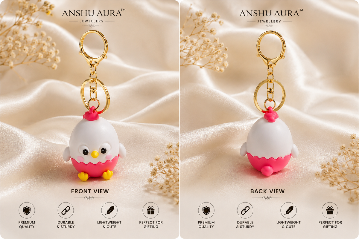 Cute Pink & White Bird Keychain – Premium Bag Charm