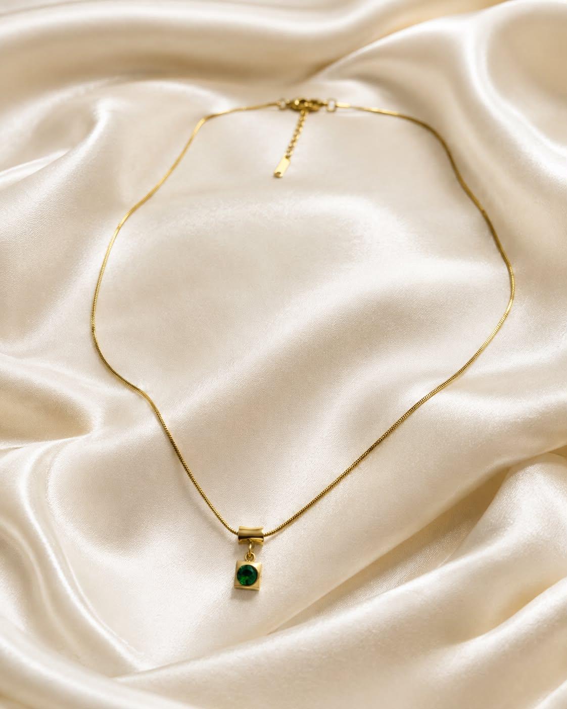 Premium Gold-Plated Green Stone