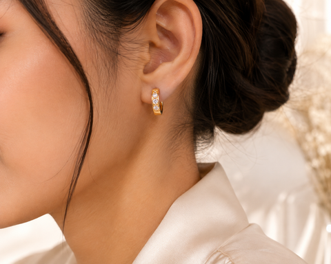 Gold Pavé Huggie Hoop Earrings