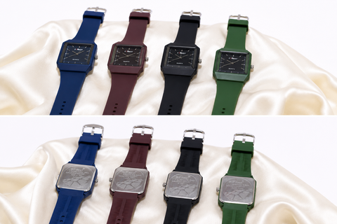ANSHU AURA Square Dial Silicone Strap Watch for Men & Women | Quartz Analog | Lightweight Everyday Watch
