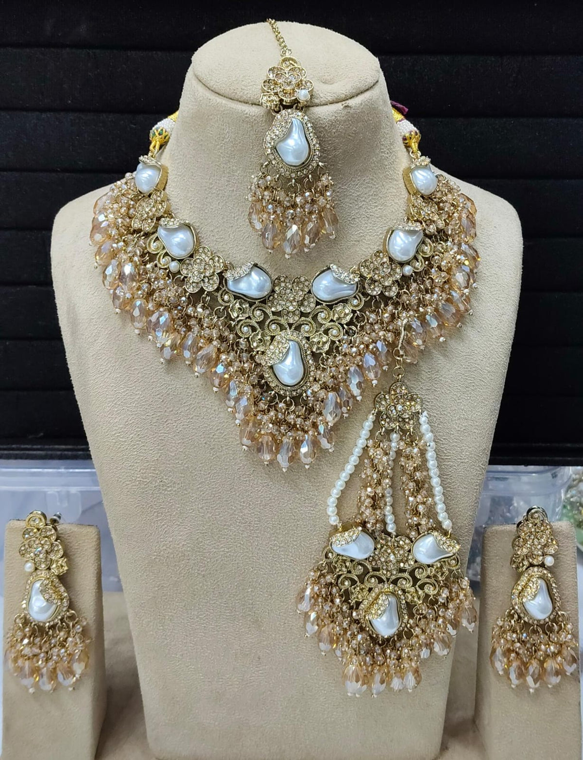 Ivory Pearl & Crystal Royal Bridal Jewellery Set