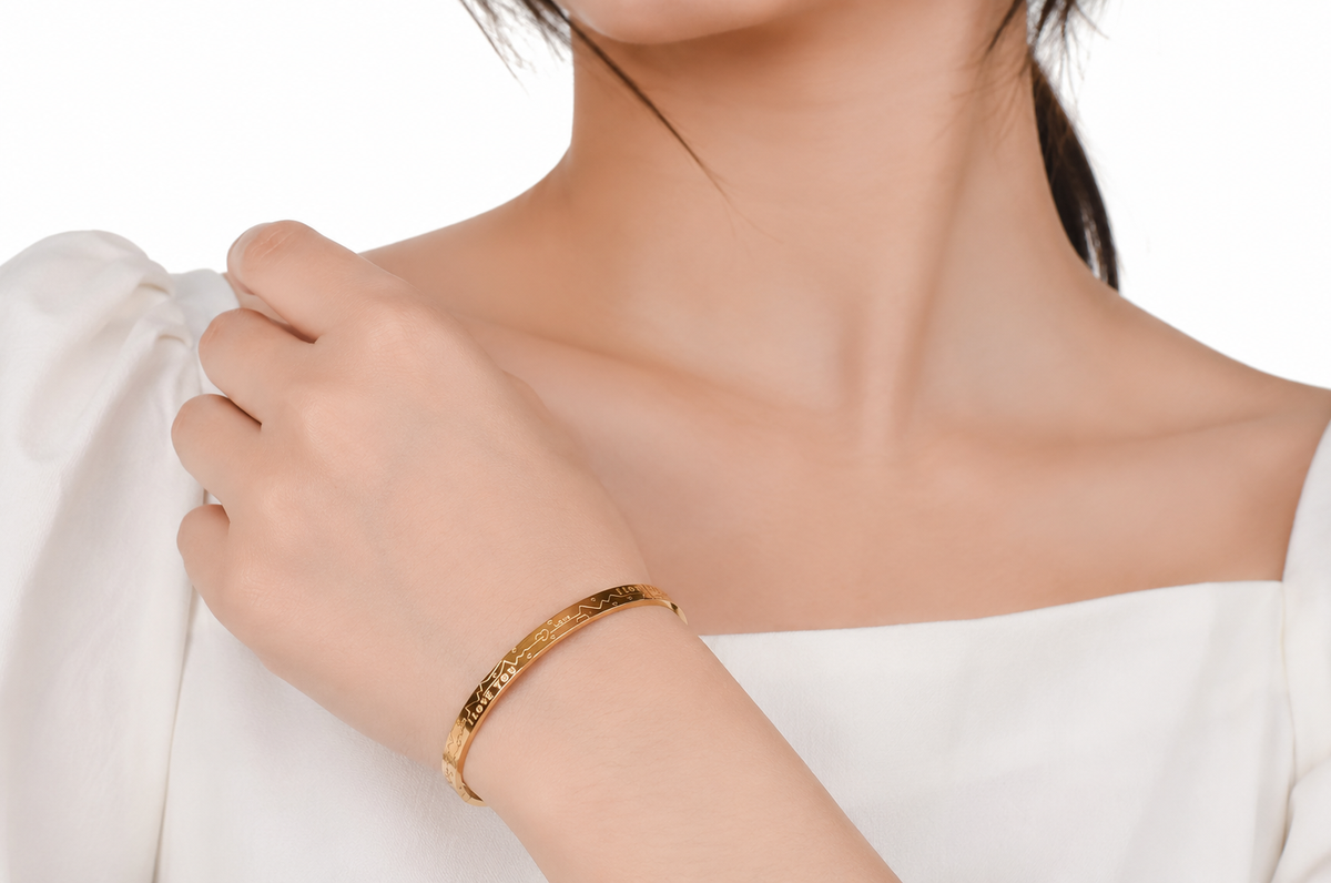 Love Engraved Gold Bangle