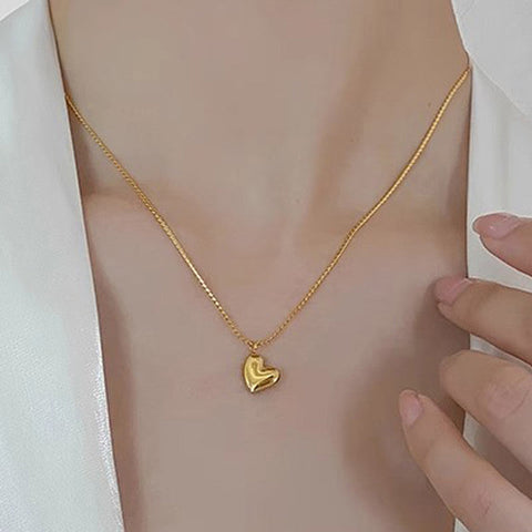 Infinite Love: 18K Gold Plated Minimalist Puffy Heart Anti-Tarnish Necklace