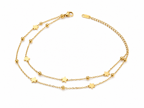 Golden Star Double-Layer Anklet