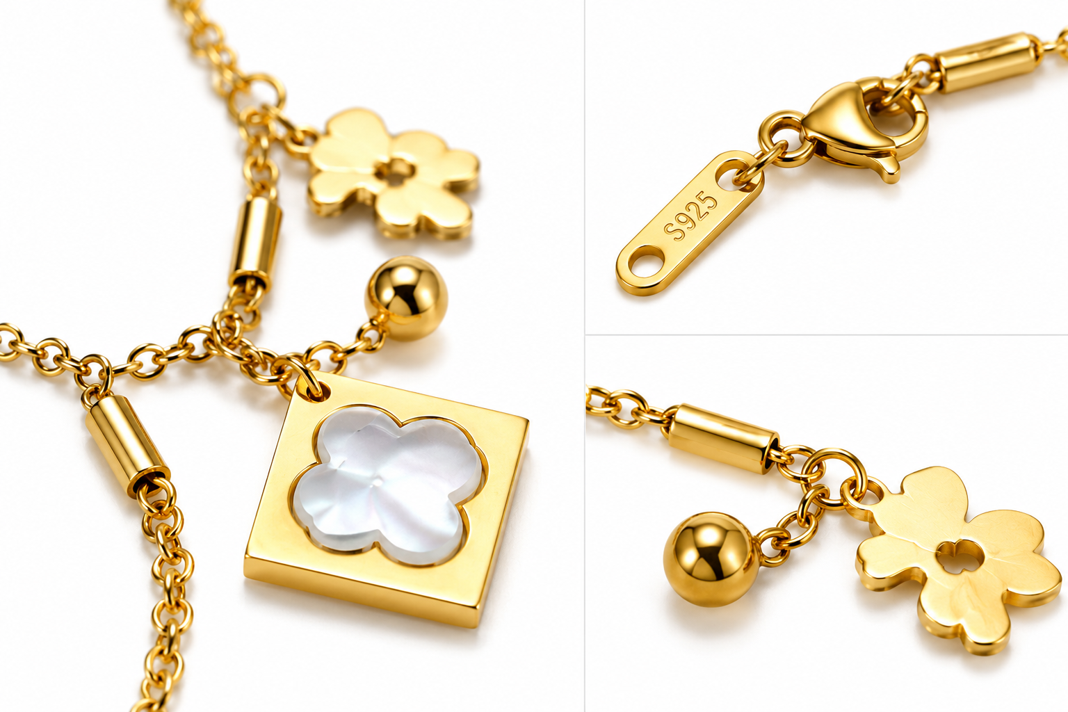 Golden Clover Charm Anklet