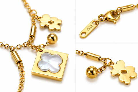 Golden Clover Charm Anklet