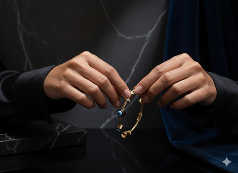 Aura Shield: Slim Twisted Cable Evil Eye Bracelet