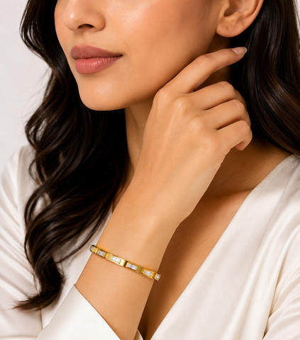 Geometric Crystal Gold Bangle