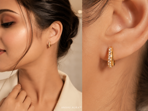Celeste Crystal Mini Hoop Earrings – Gold