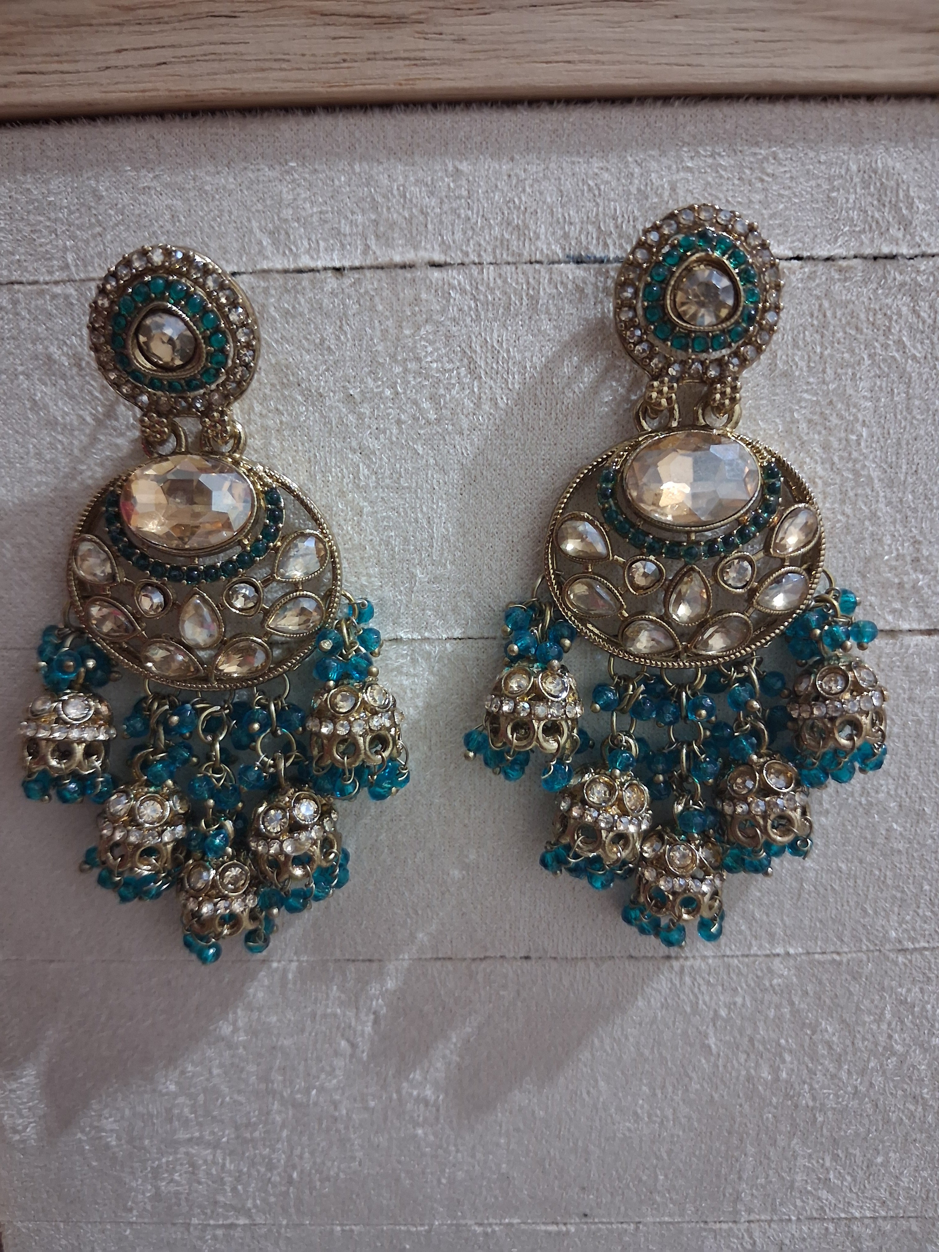 Anshu Aura Designer Kundan Jhumka Earrings with Premium Stone & Bead Work (Multiple Colors)