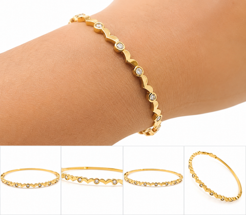 Crystal Heart Bangle