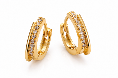 Elegant Pavé Gold Hoop Earrings