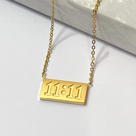 11:11 Angel Number Bar Necklace - Anti-Tarnish Manifestation Jewelry