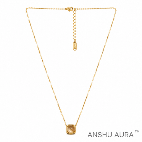 Square Stone Gold Pendant Necklace