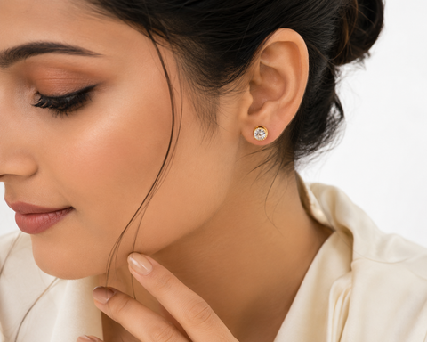 Gold Crystal Stud Earrings