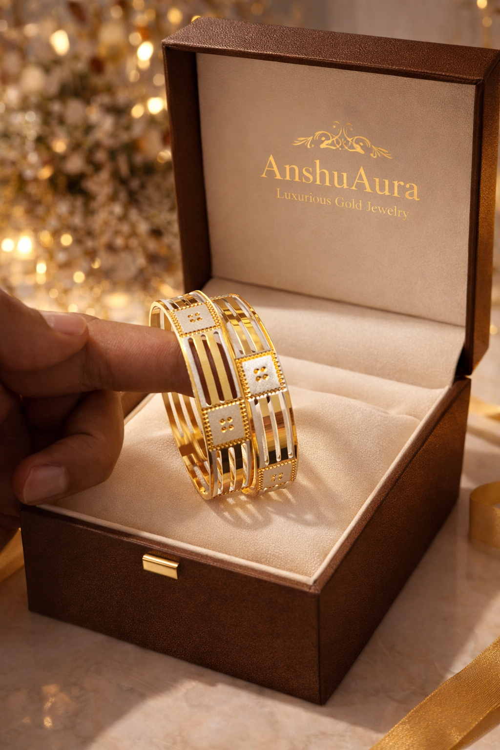 AnshuAura Elegant Gold Plated Designer Bangles for Women