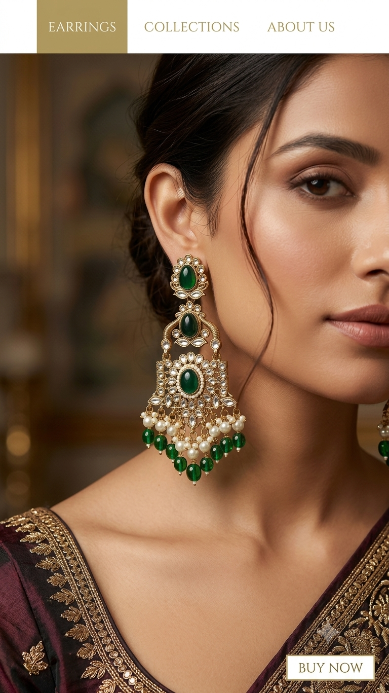 Zuri Kundan & Emerald Drop Earrings