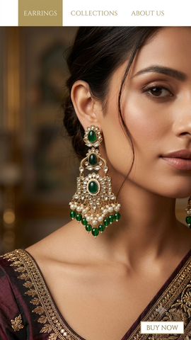 Zuri Kundan & Emerald Drop Earrings
