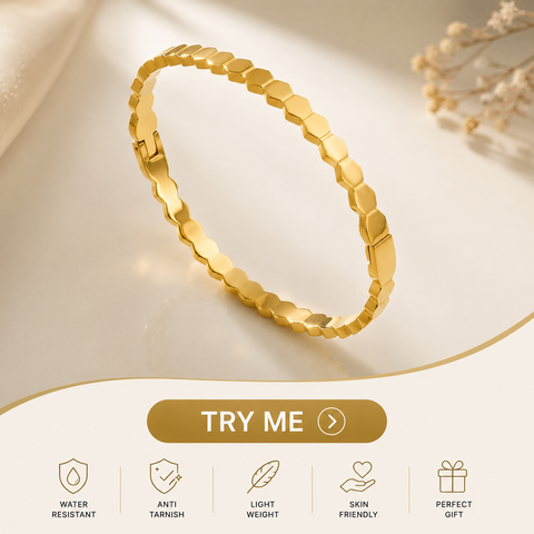 Elevate your style with the ANSHU AURA JEWELLERY Gold Plated Geometric Bracelet. Crafted from premium stainless steel with a luxurious gold-plated finish, this elegant bracelet offers a modern and minimal design perfect for every occasion. Lightweight, co